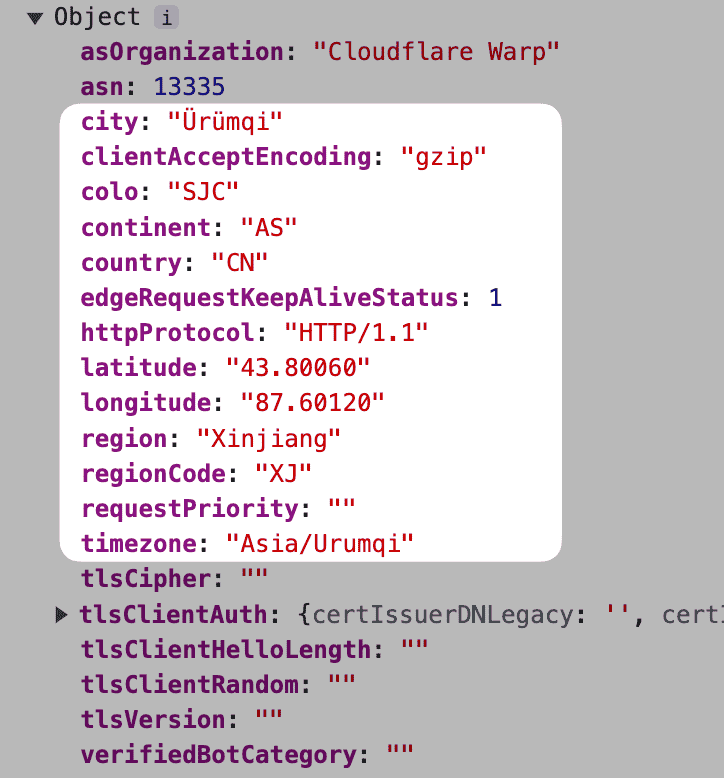 Cloudflare Worker request field