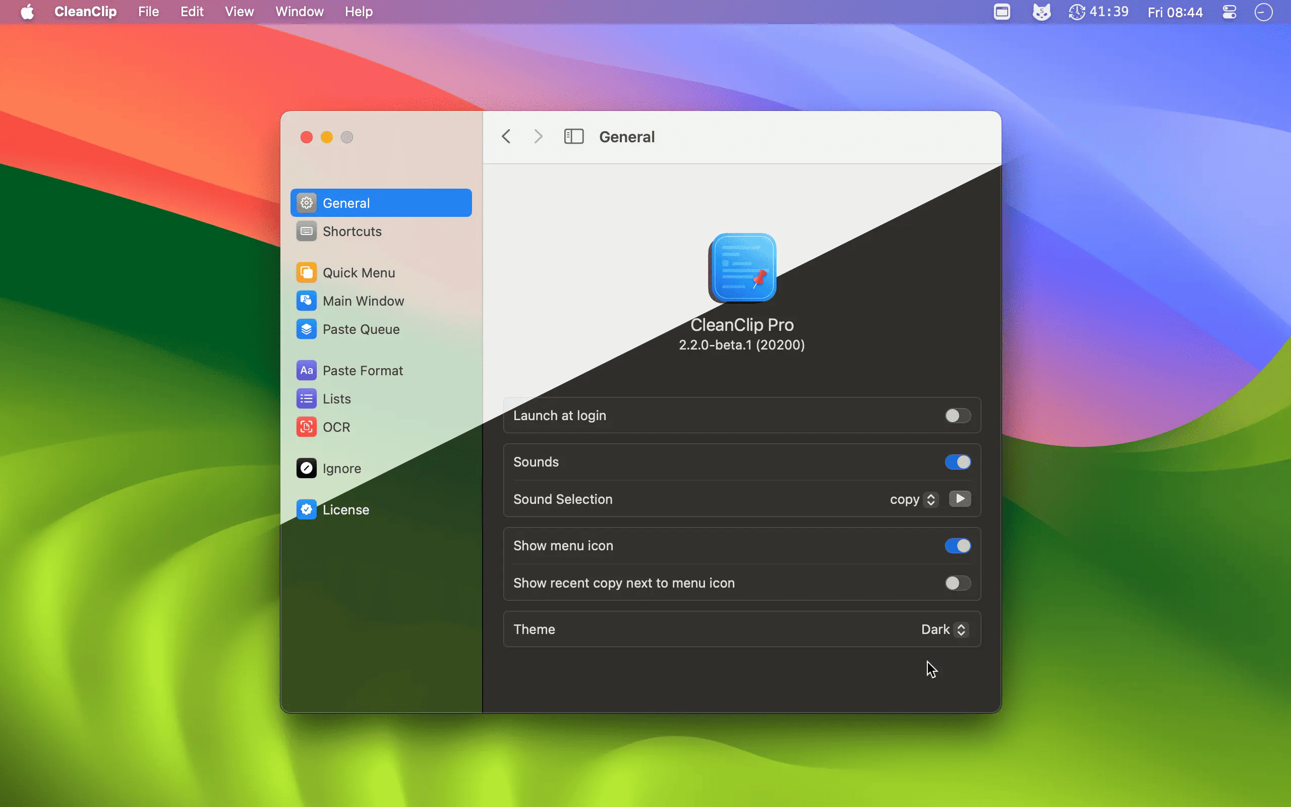 Open CleanClip Preferences